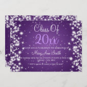 Elegant Graduation Party Winter Sparkle Paars Kaart (Voorkant / Achterkant)