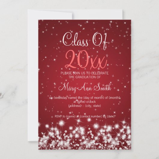 Elegant Graduation Party Winter Sparkle Red Kaart (Voorkant)