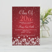 Elegant Graduation Party Winter Sparkle Red Kaart (Staand voorkant)
