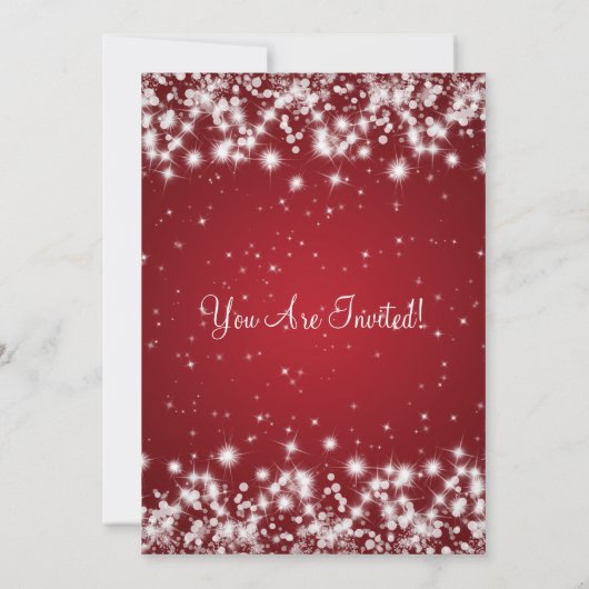 Elegant Graduation Party Winter Sparkle Red Kaart (Achterkant)