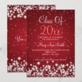 Elegant Graduation Party Winter Sparkle Red Kaart (Voorkant / Achterkant)