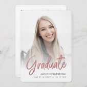 Elegant Graduation Script 2 Photos Announcement Kaart (Voorkant / Achterkant)