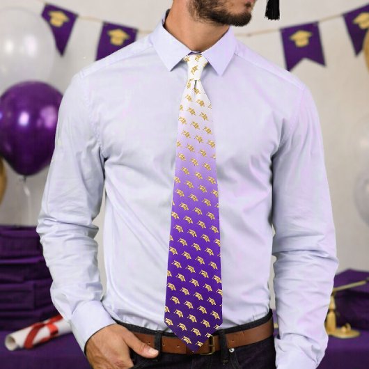 Elegant Graduation Tie Gold Mortarboard Pattern Stropdas