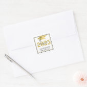 Elegant Gradup Cap klasse Jaar Naam Zwart goud Vierkante Sticker (Envelop)