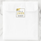 Elegant Gradup Cap klasse Jaar Naam Zwart goud Vierkante Sticker (Tas)