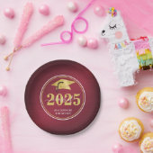 Elegant Gradup Cap Klasse Naam Maroon Gold Papieren Bordje (Feest)