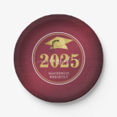 Elegant Gradup Cap Klasse Naam Maroon Gold Papieren Bordje (Voorkant)