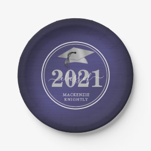 Elegant Gradup-klasse jaar Navy Blue Silver Papieren Bordje