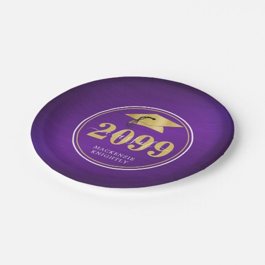 Elegant Gradup Klasse Paars Gold Papieren Bordje (Gekanteld)