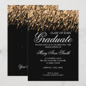 Elegant Graduparty Falling Stars Gold Kaart (Voorkant / Achterkant)