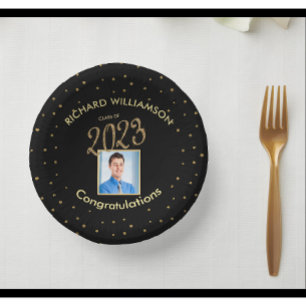 Elegant Graduparty Foto Black Gold Papieren Kommen