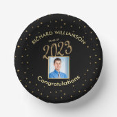 Elegant Graduparty Foto Black Gold Papieren Kommen (Voorkant)