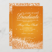 Elegant Graduparty Sparging Wave Oranje Kaart (Voorkant / Achterkant)