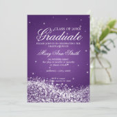 Elegant Graduparty Sparging Wave Paars Kaart (Staand voorkant)