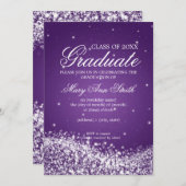 Elegant Graduparty Sparging Wave Paars Kaart (Voorkant / Achterkant)