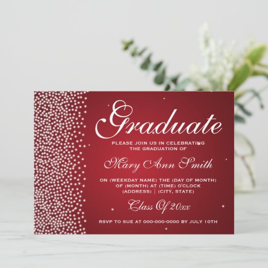 Elegant Graduparty Sparkle Red Kaart (Staand voorkant)