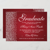 Elegant Graduparty Sparkle Red Kaart (Voorkant / Achterkant)
