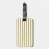 Elegant grafisch faux Gold Glittery Cat on Stripes Bagagelabel (Achterkant verticaal)