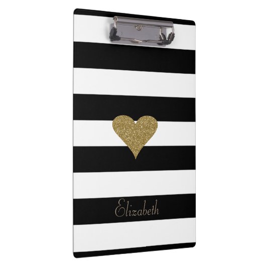 Elegant grafisch Faux Gold Glittery Heart op strip Klembord (Rechts)