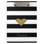 Elegant grafisch Faux Gold Glittery Heart op strip Klembord (Voorkant)
