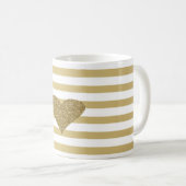 Elegant grafisch Faux Gold Glittery Heart op strip Koffiemok (Voorkant rechts)