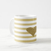 Elegant grafisch Faux Gold Glittery Heart op strip Koffiemok (Voorkant links)
