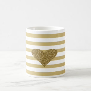Elegant grafisch Faux Gold Glittery Heart op strip Koffiemok