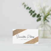 Elegant grafisch zwart wit Gold Glitter Stylist Visitekaartje (Staand voorkant)