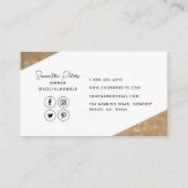 Elegant grafisch zwart wit Gold Glitter Stylist Visitekaartje (Achterkant)