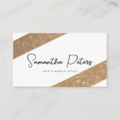 Elegant grafisch zwart wit Gold Glitter Stylist Visitekaartje (Voorkant)