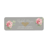 Elegant grafische Rozen, Glitter Heart Address Lab Etiket (Voorkant)