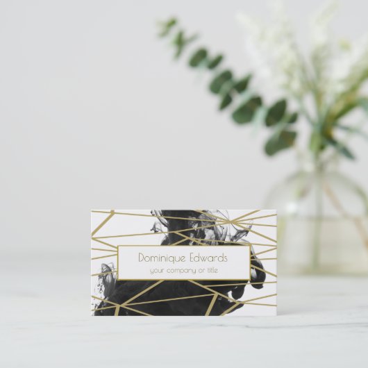 Elegant grafische Waterverf - zwarte Gold Professi Visitekaartje (Staand voorkant)