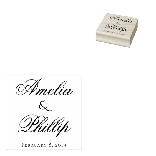 Elegant Granaat Rood en Wit Bruiloft Custom Stamp Rubberstempel (Gestempeld)