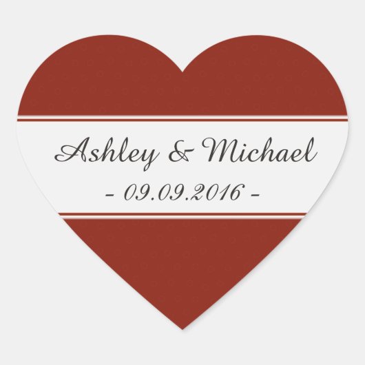 Elegant Granaat Rood Save the Date Hart Sticker (Voorkant)