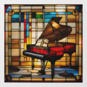 Elegant Grand Piano Faux Glas in lood Raamsticker (Vel)