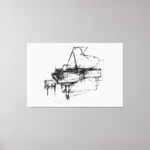 Elegant Grand Piano Portret - Premium Canvas Afdruk