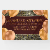 Elegant Grand Re-Opening Gold-ballonnen personalis Spandoek (Horizontaal)