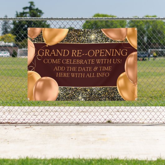 Elegant Grand Re-Opening Gold-ballonnen personalis Spandoek (Insitu)