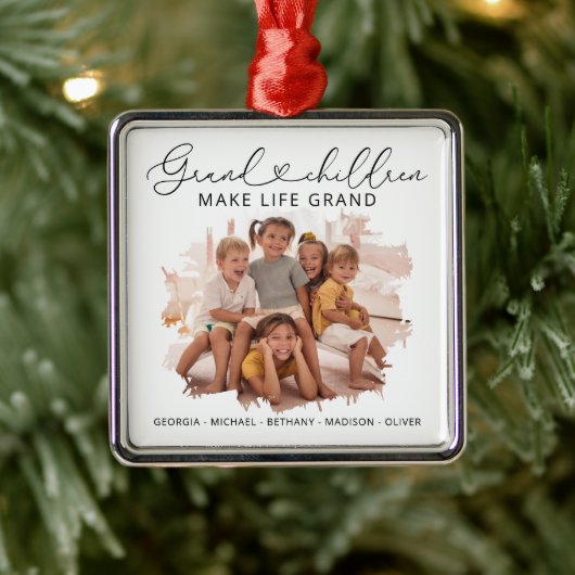Elegant Grandchildren: Kerstmis Metalen Ornament (Boom)