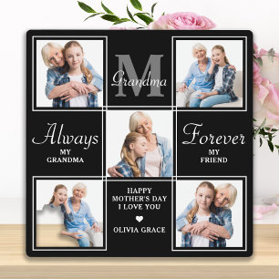 Elegant GRANDMA 5 Photo Collage Monogram Poseem Fotoplaat