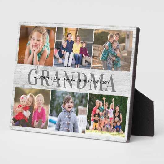 Elegant Grandma 6 Photo Collage Wood Moederdag Fotoplaat (Zijkant)