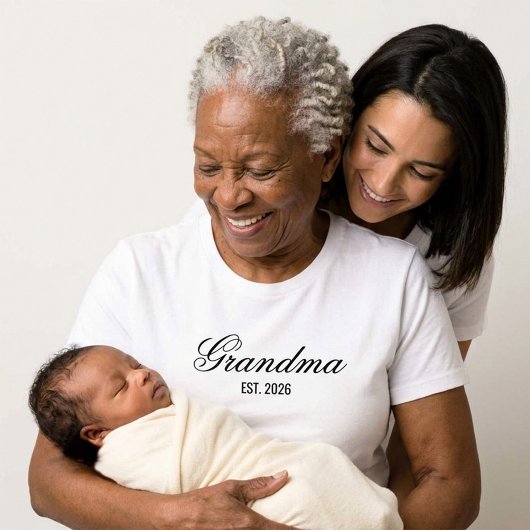 Elegant Grandma Established Script Design T-shirt