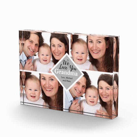 Elegant Grandma Family Vier Foto's Name Script (Rechts)