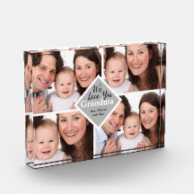Elegant Grandma Family Vier Foto's Name Script