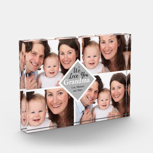 Elegant Grandma Family Vier Foto's Name Script (Links)