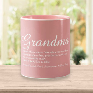 Elegant Grandma Script Definition Dusty Roos Roze Tweekleurige Koffiemok