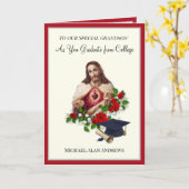 Elegant Grandson Afstuderen Sacred Heart Rozen Kaart (Gele Bloem)