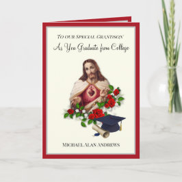 Elegant Grandson Afstuderen Sacred Heart Rozen Kaart