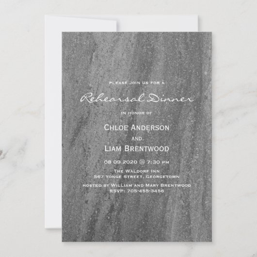 Elegant Granite Rehearsal Dinner Invitation Kaart (Voorkant)