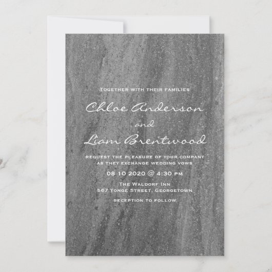 Elegant Granite Wedding Invitation Kaart (Voorkant)